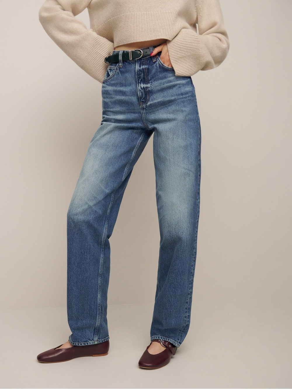 Reformation Noa Ultra High Rise Barrel denim jeans in Hemlock size 29